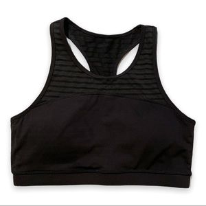 Mono B Black Burnout Mesh Racerback Sports Bra Size Large NWT